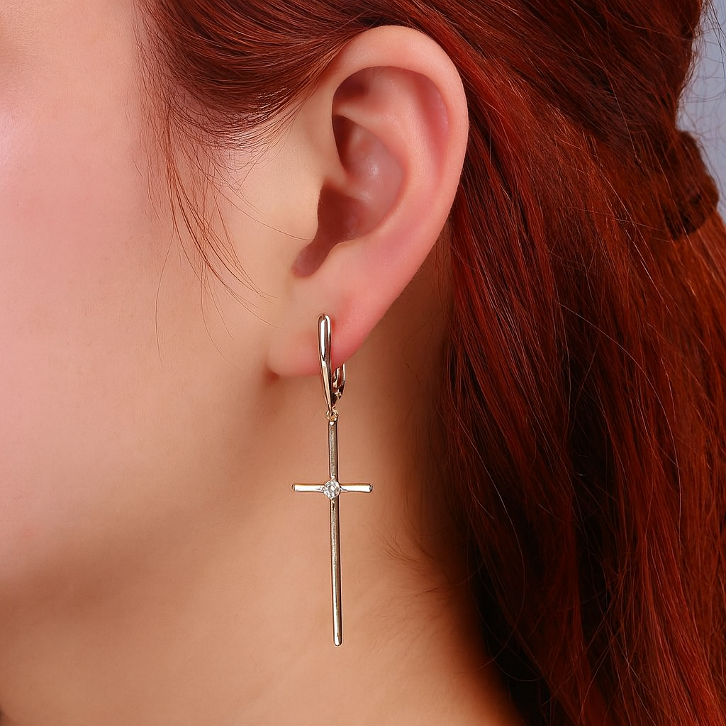 Mercy Cross Drop Earrings