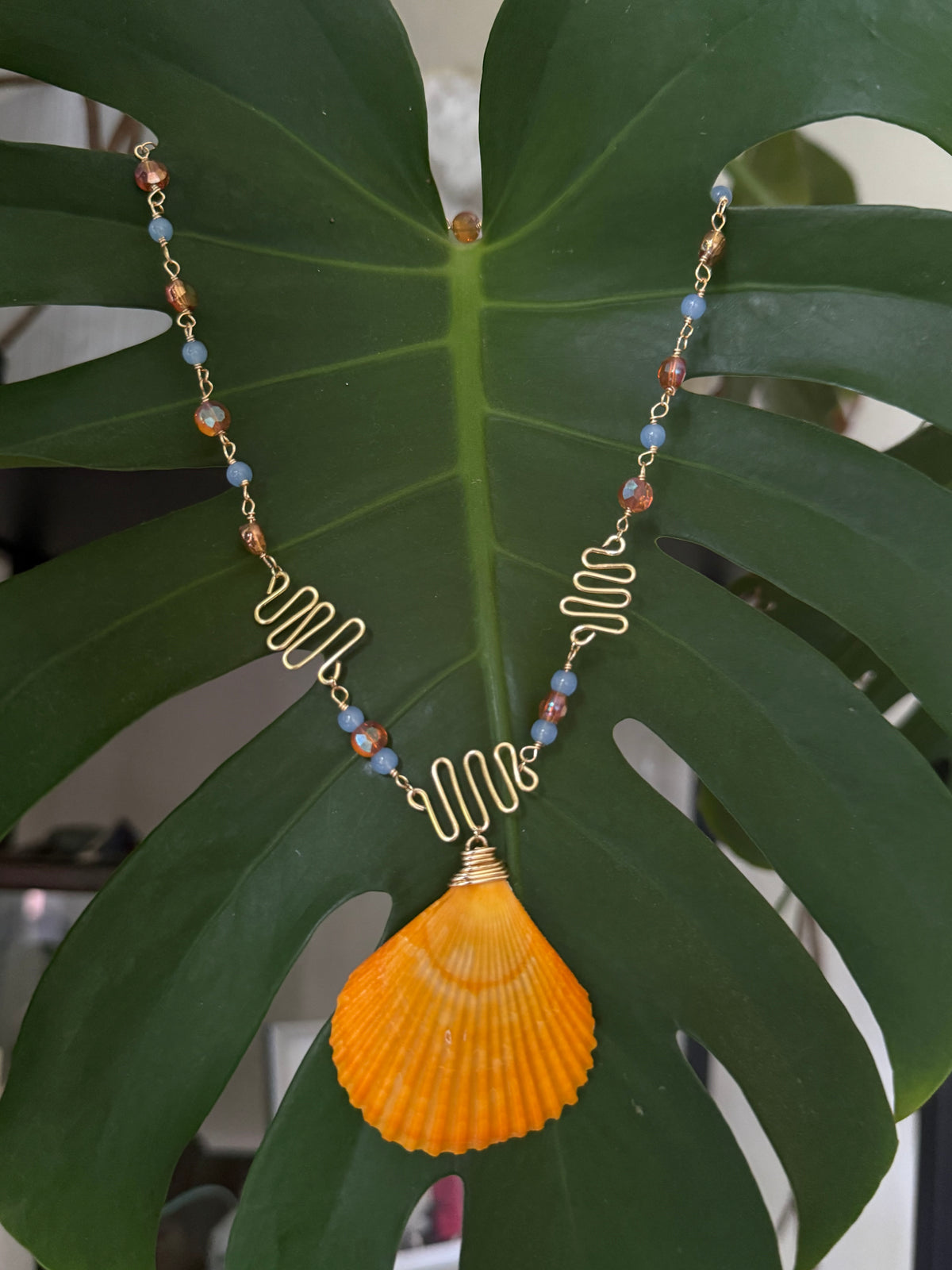 The Orange Scallop Light Code Necklace