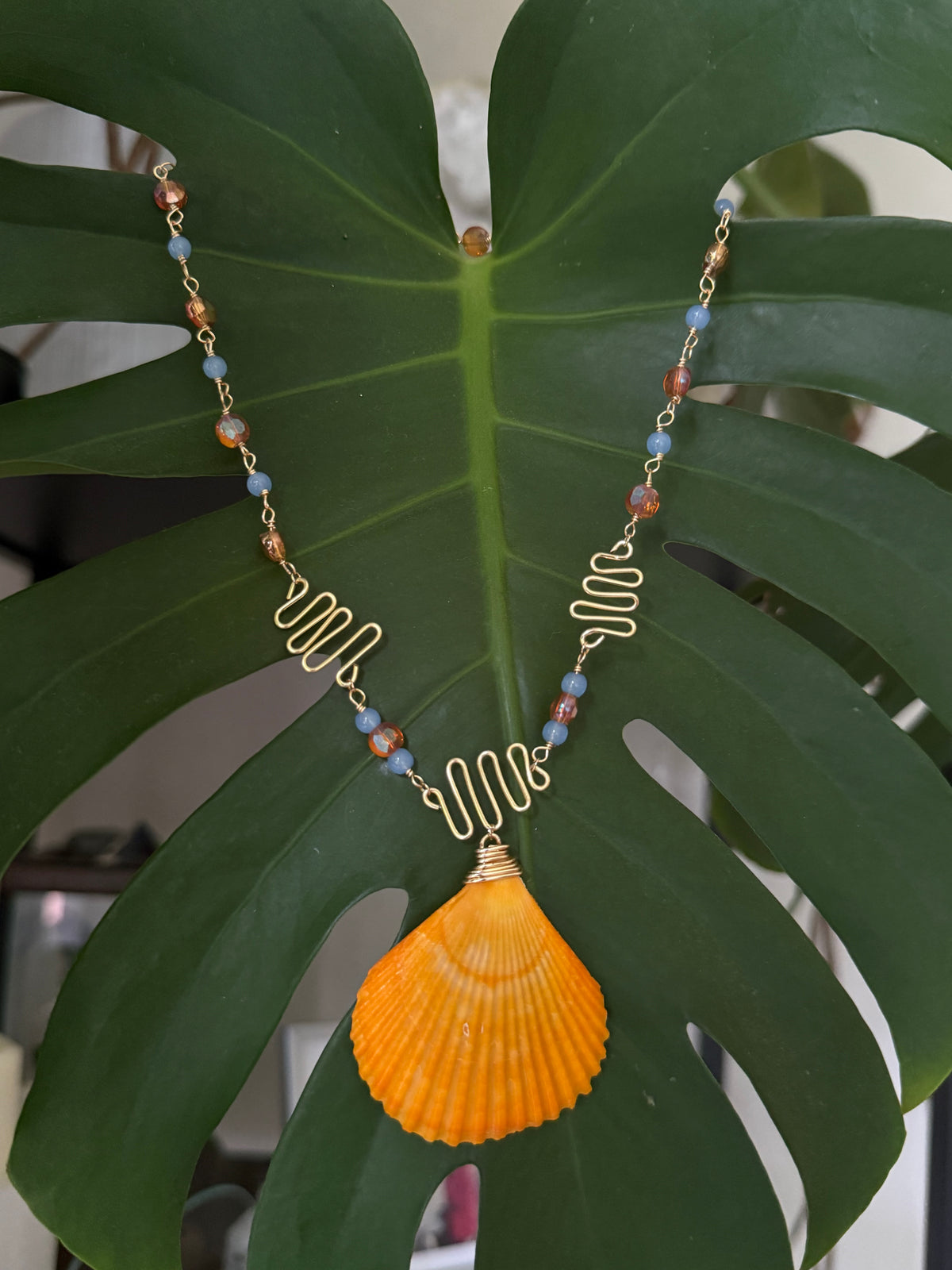The Orange Scallop Light Code Necklace
